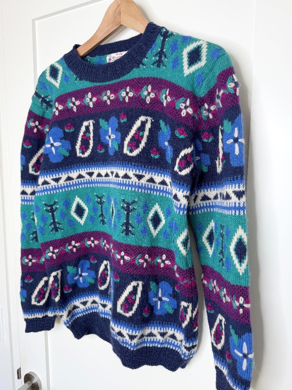 Vintage Floral Paisley Knit Crewneck Sweater by Lady Clansman